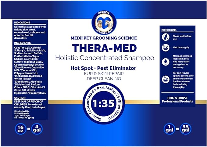 THERA-MED Dog Shampoo for Itchy Skin - Super Concentrated Horse & Dog Itch Relief and Skin Repair