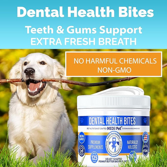 MEDii Pet Dog Tartar Removal - Effective Dog Dental Treats for Plaque Removal, Clean Teeth, and Breath Freshener