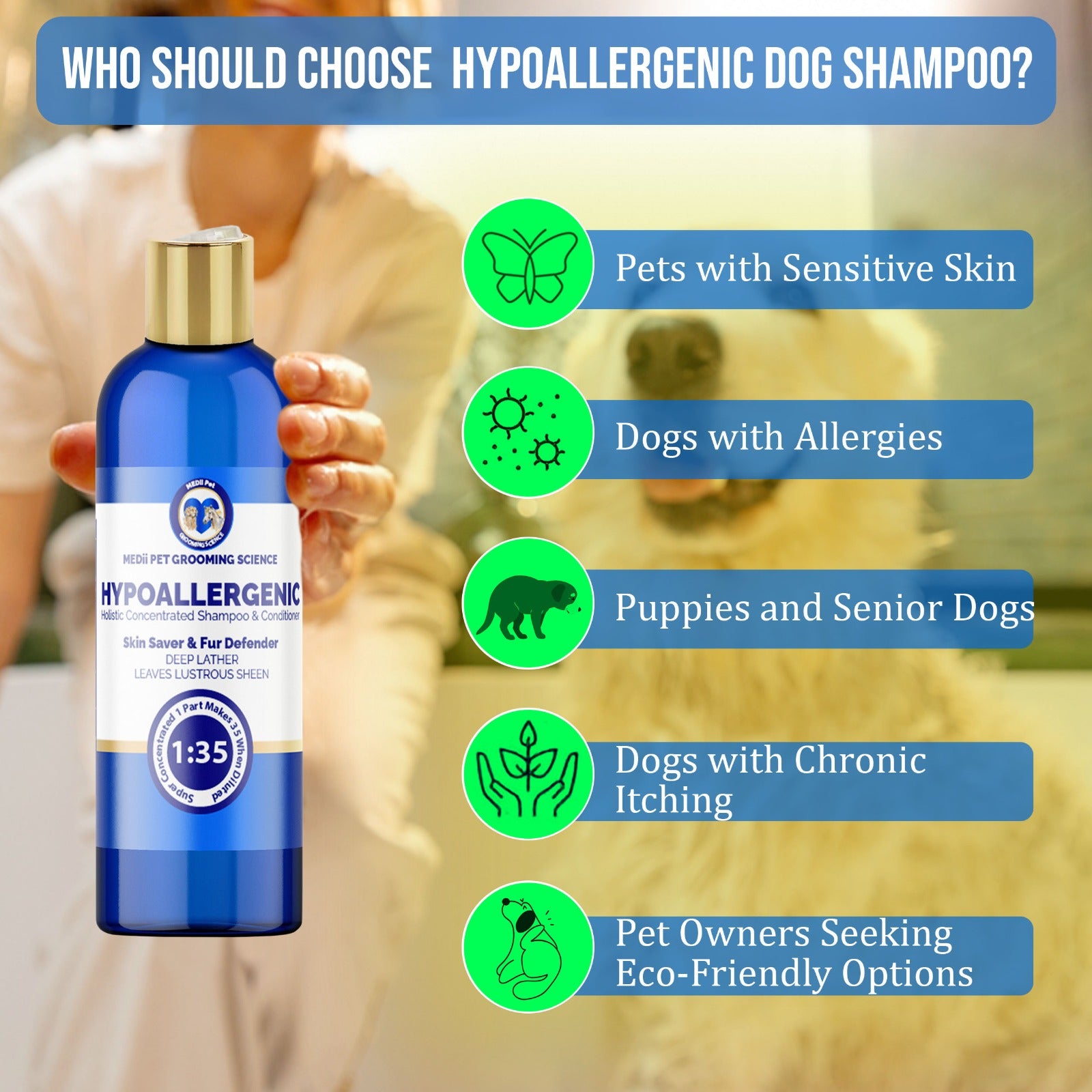 Medii Pet Hypoallergenic Dog Shampoo Gentle, Natural, and